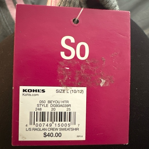 NWT So Girls 10/12 Be Kind Sweater Fuzzy Heart Pink/Gray - Picture 5 of 5